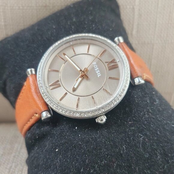 Fossil Ladies Wrsitwatch Quartz Analog Genuine Leather Strap Wrist Watch Crystal - Picture 6 of 12
